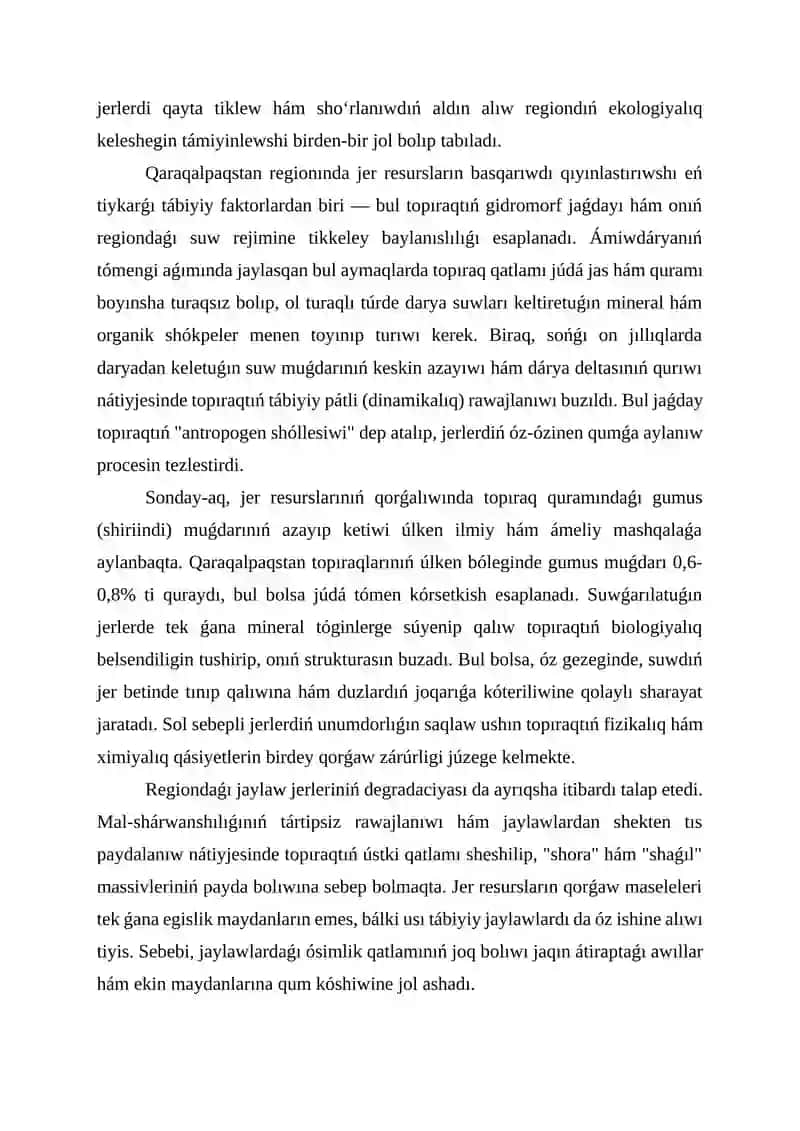 QARAQALPAQSTANDA JER RESURSLARIN QORǴAW HÁM PAYDALANIW BOYINSHA INNOVACIYALIQ TEXNOLOGIYALAR 3