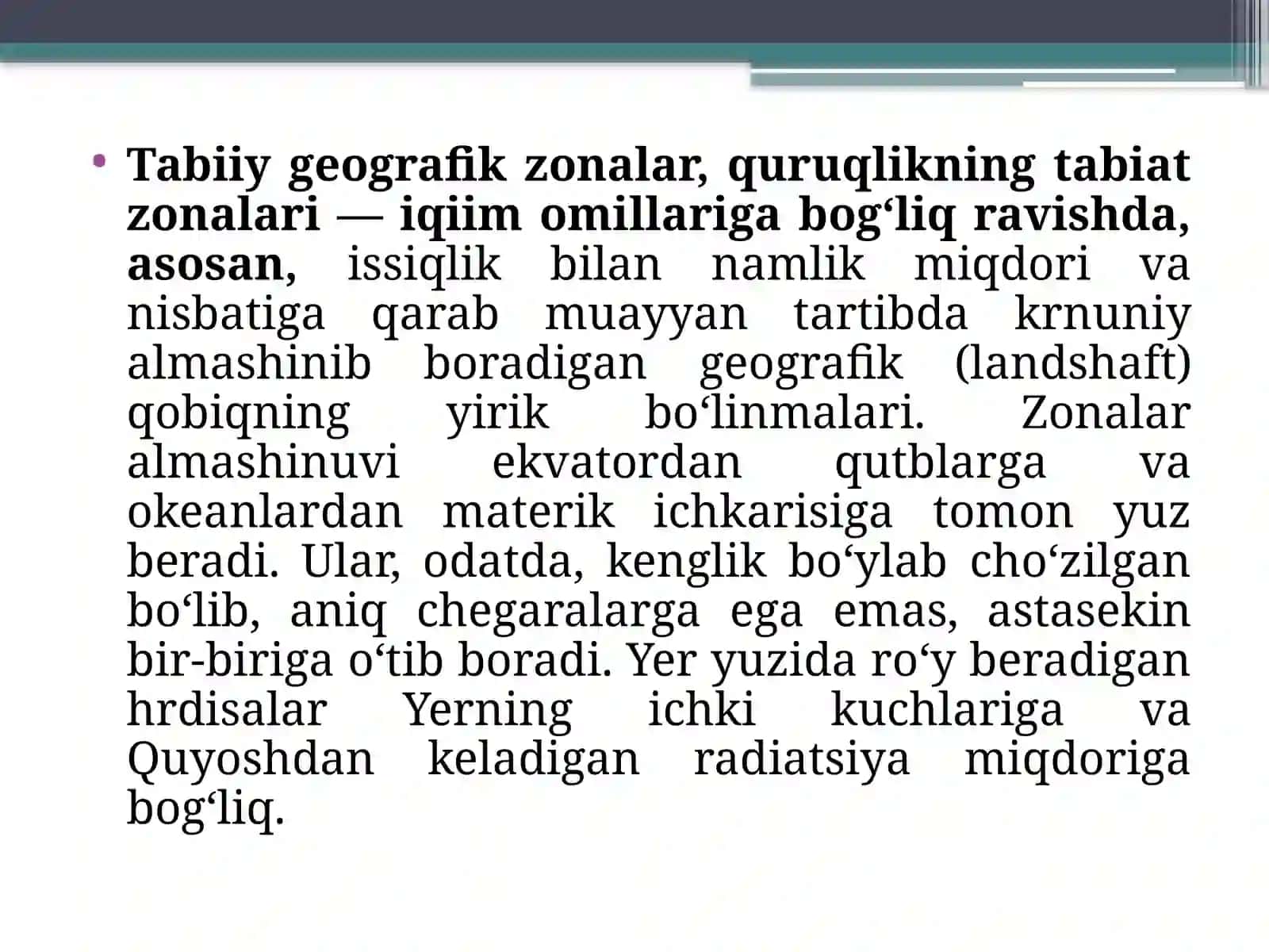 Ekologiya asoslari fanidan tayyorlagan dars materiallari 3