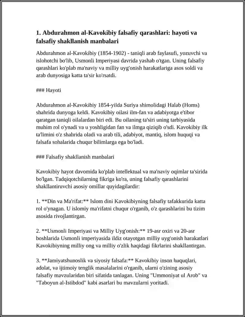 Abdurahmon Al-Kavokibiy Falsafiy Qarashlari 3