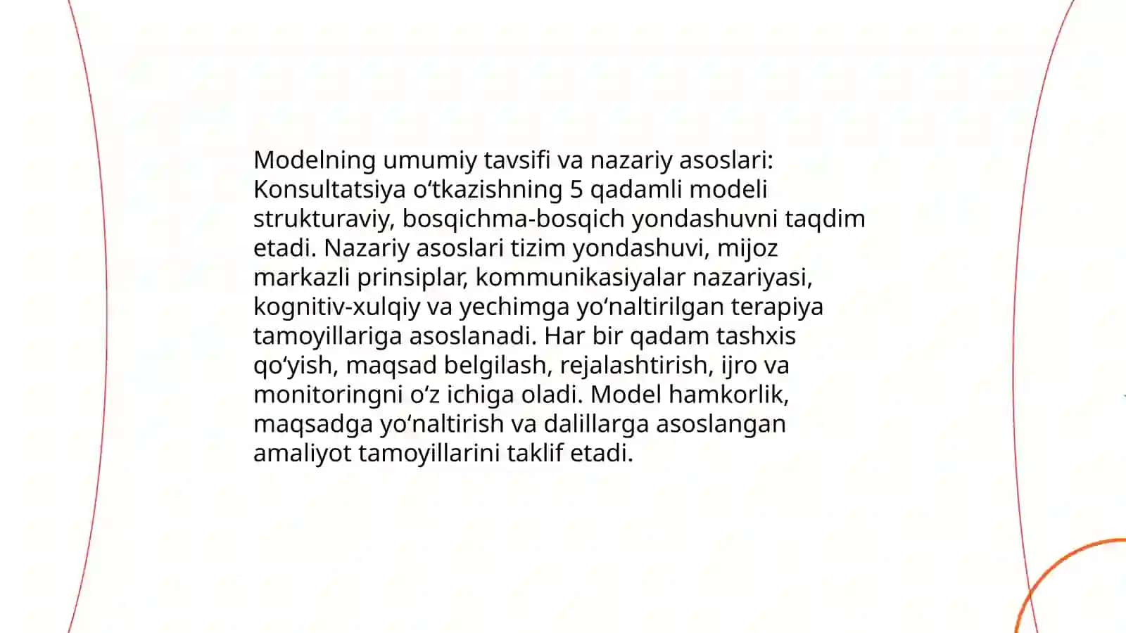 Konsultatsiya oʻtkazishning besh qadamli modeli 3