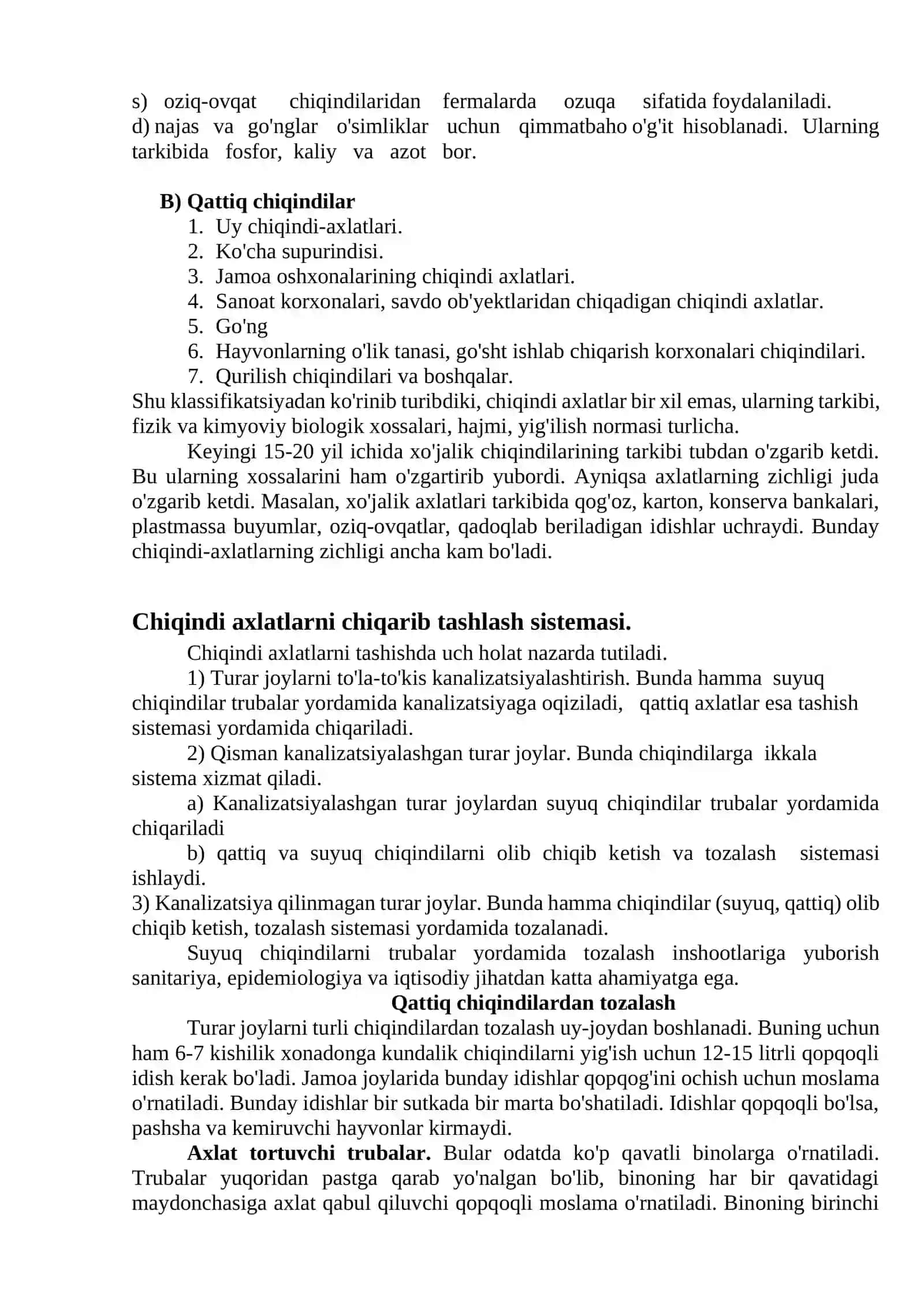 Tuproq gigiyеnasi. Aholi turar joylarini tozalash 3