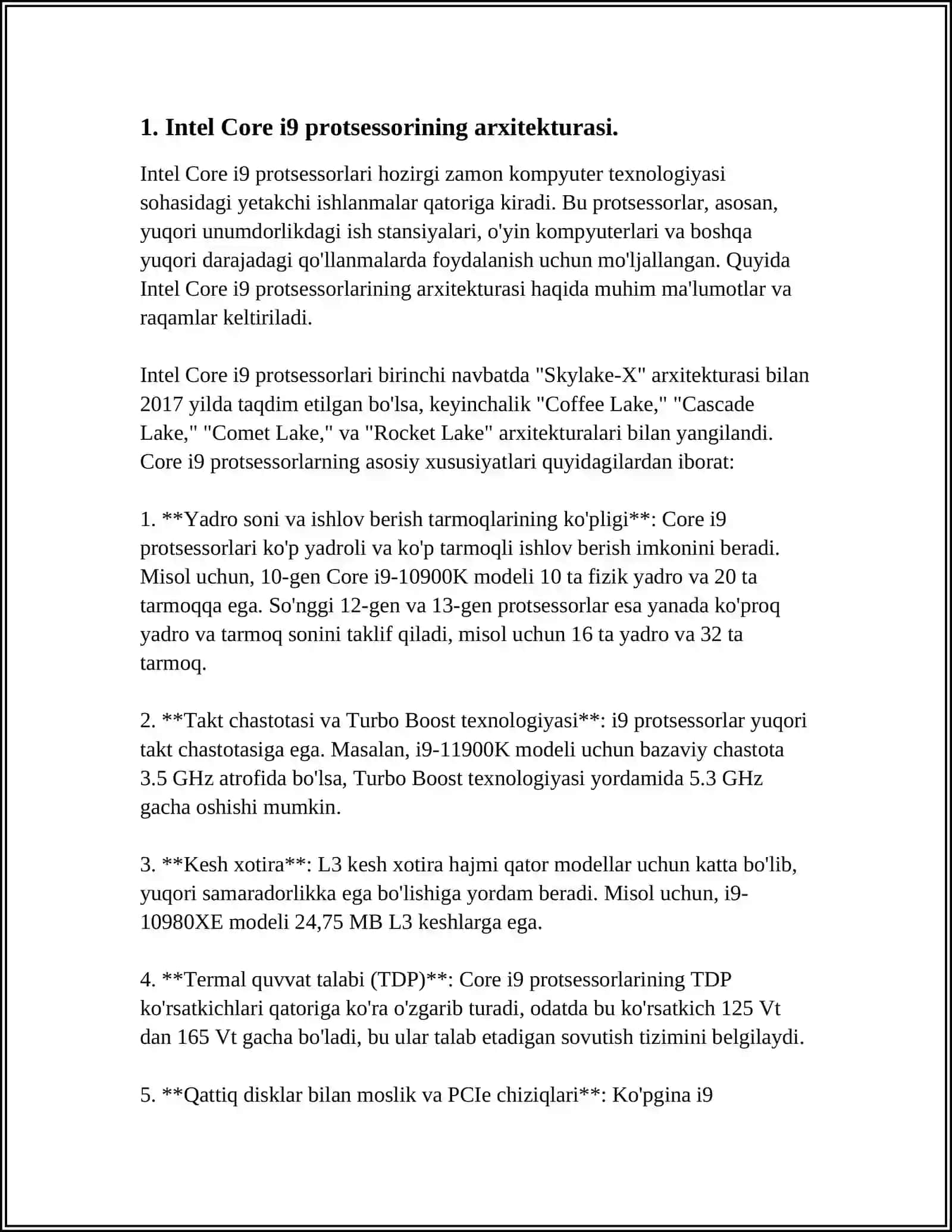 INTEL CORE I9 PROTSESSORINING TARKIBIY VA FUNKSIONAL TASHKIL ETILISHI 3