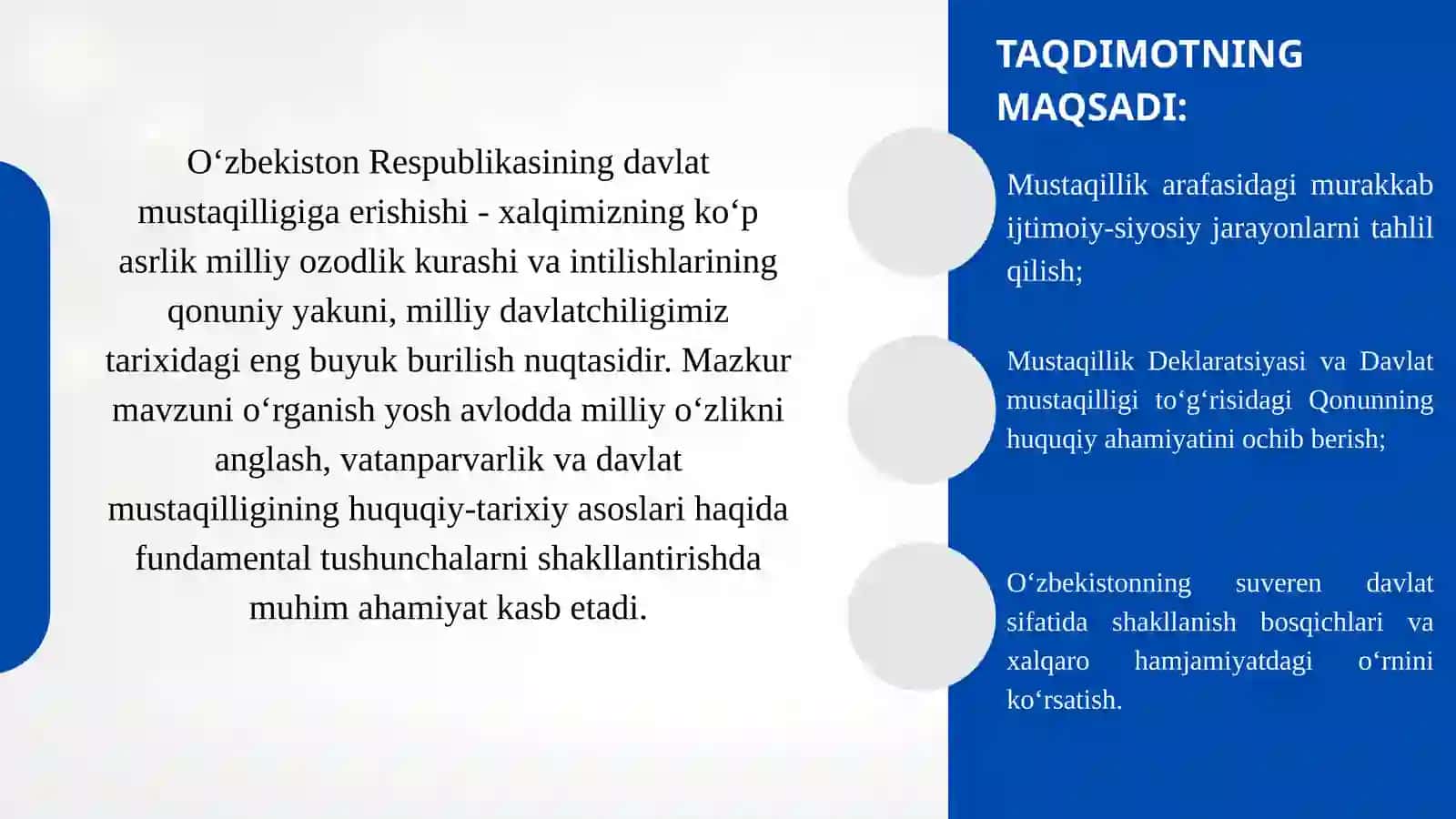 O'ZBEKISTON MUSTAQILLIGINING E'LON QILINISHI VA UNING TARIXIY AHAMIYATI 3