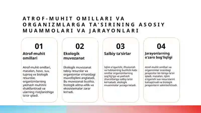 Turli ekologik omillarning organizmga oʻzaro taʼsiri muommolari 3