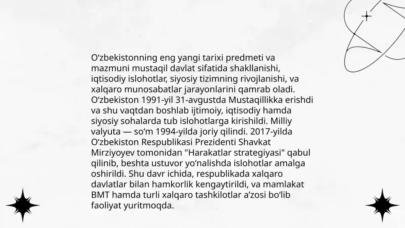 Oʻzbekistonning eng yangi tarixi - Oʻquv fanining predmeti, maqsadi va vazifalari, nazariy metodologik tamoyillari 3