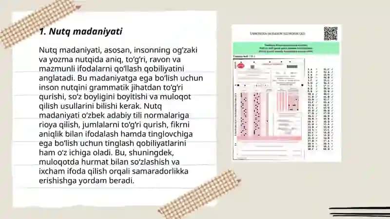 Nutqiy koʻnikmalarini baholash test topshiriqlari spetsifikatsiyasi 3