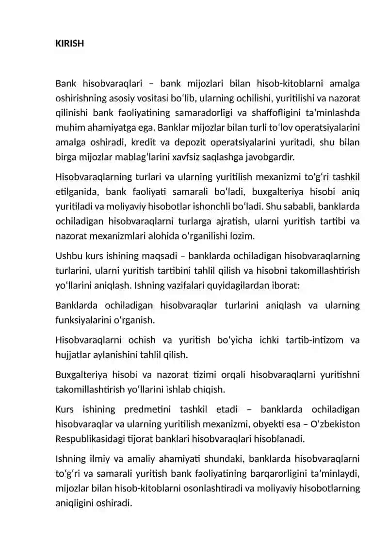 Banklarda ochiladigan hisobvaraqlarning turlari va ularning yuritilishi. 3
