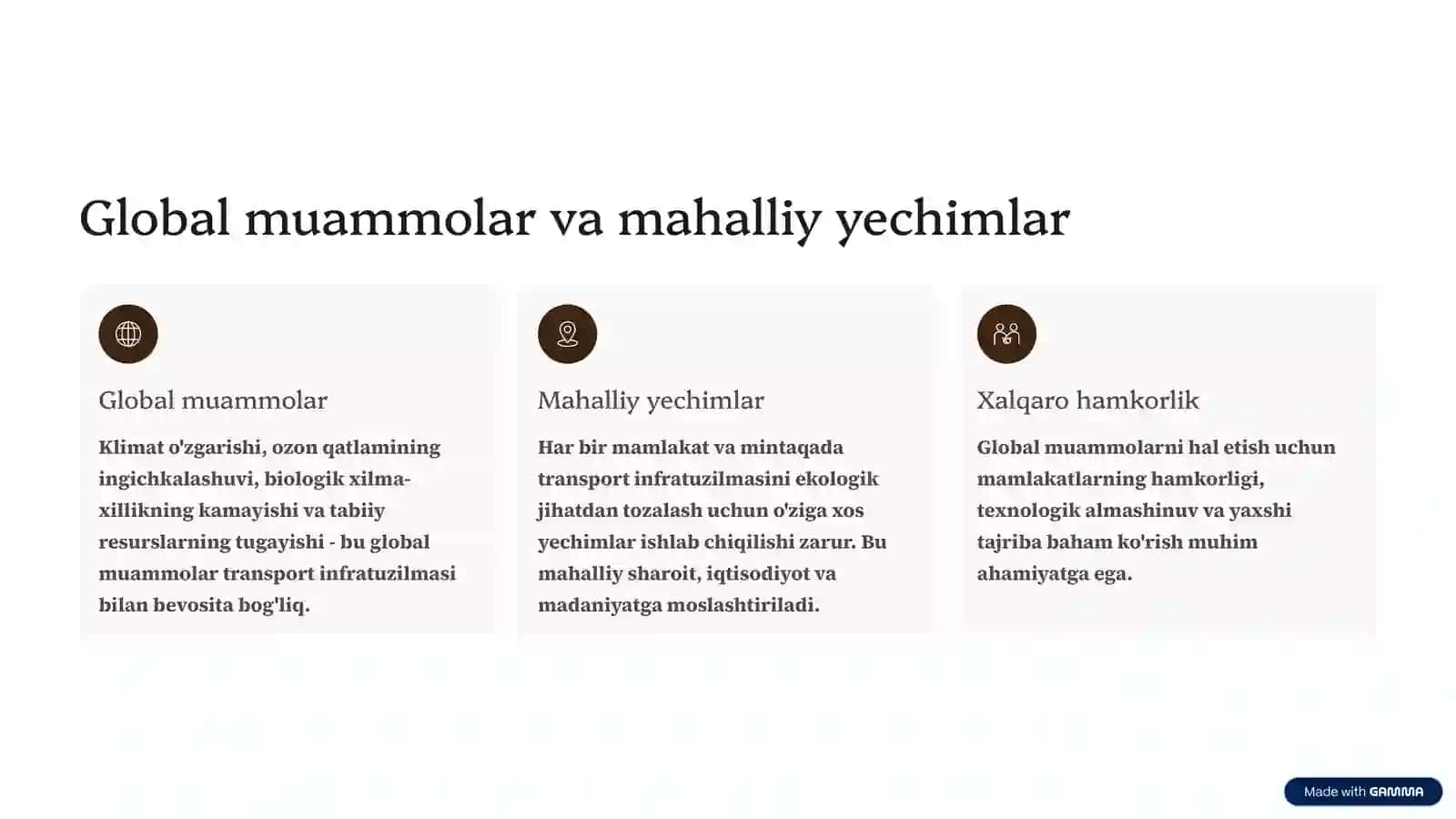 Transport infratuzilmasida ekologik loyihalar ishlab chiqish 3