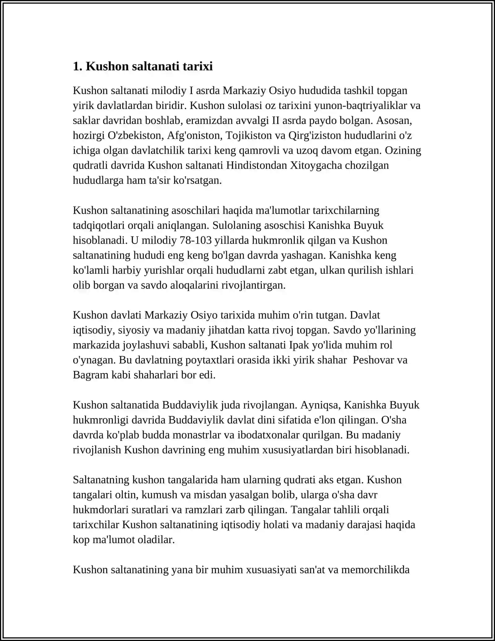 KUSHON SALTANATINI O'ZBEKISTON DAVLATIDA TUTGAN OʻRNI 3
