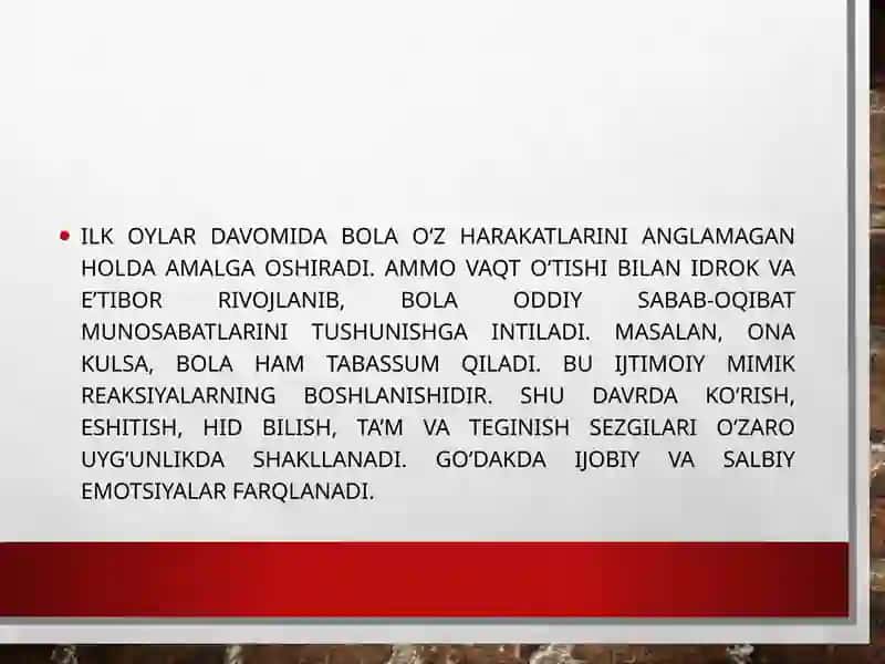 Ontogenezning(go‘daklikning) ilkbosqichlaridainsonningpsixikrivojlanishigaxosxususiyatlari 3