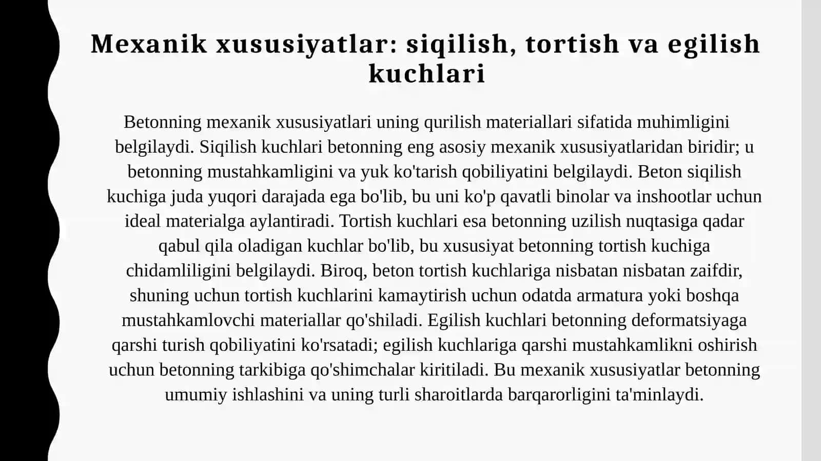 Betonning fizik va mexanik xususiyatlari 3