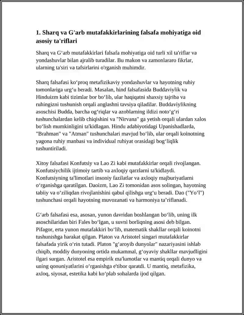 FALSAFASINING MOHIYATIGA OID SHARQ VA G'ARB MUTAFAKKIRLARINING FIKIRLARI TASNIFI 3