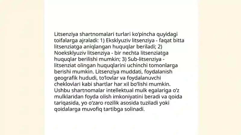 Litsenziyalash shartnomalari bo'yicha muzokaralar 3