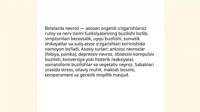 Bolalardan nevroz kasalliklari va ularni oldini olish 3