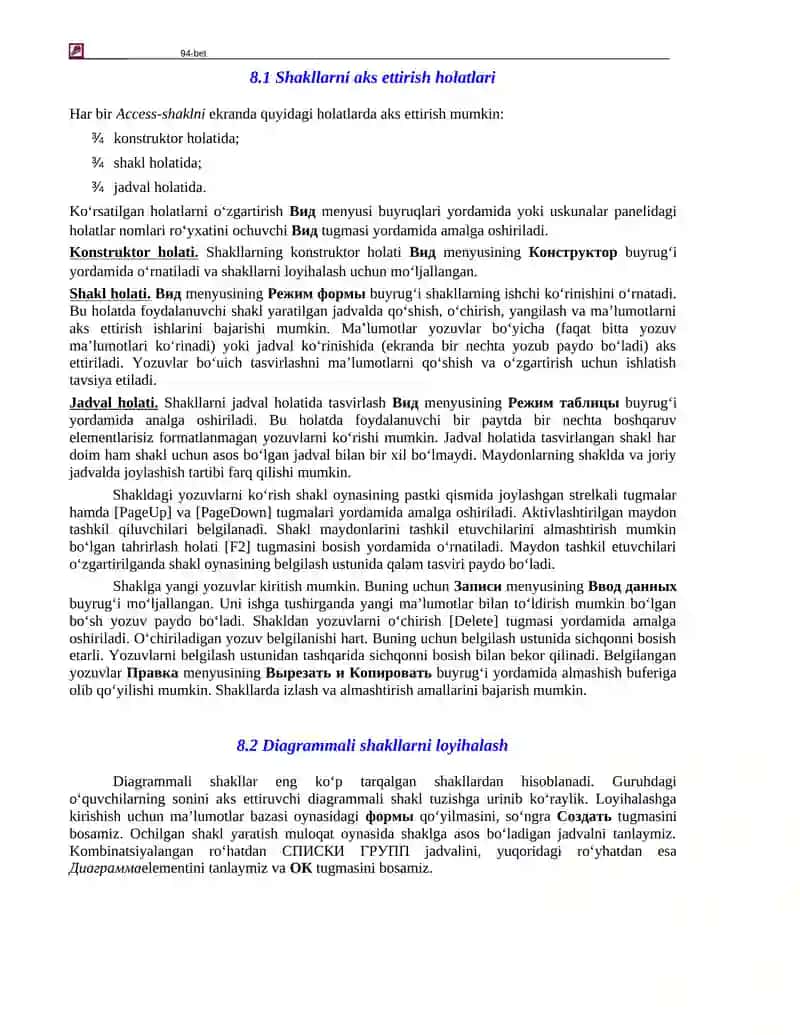 Shakllar(formalar) bilan ishlash 3