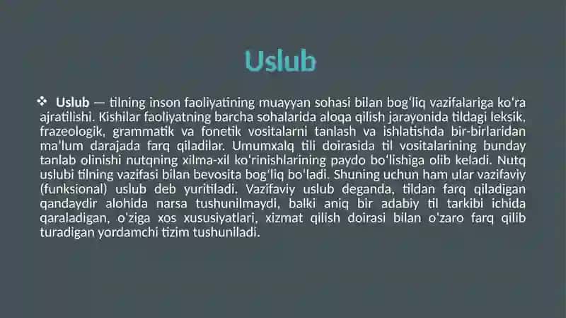 BADIIY USLUB VA UNING XUSUSIYATLARI 3
