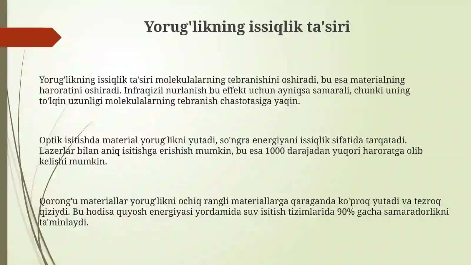 Yorug'likning issiqlik va kimyoviy ta'siri 3