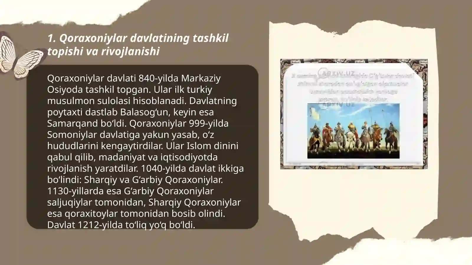 Qoraxoniylar davlatining davlatimizda turgan oʻrni 3