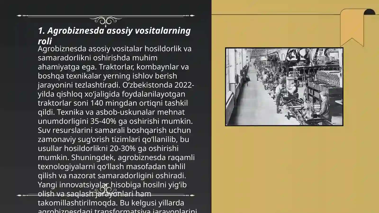 Agrobiznesdan Asosiy Vositalardan Foydalanishning Iqtisodiy Samaradorlik Koʻrsatkichlarini Oshirish 3