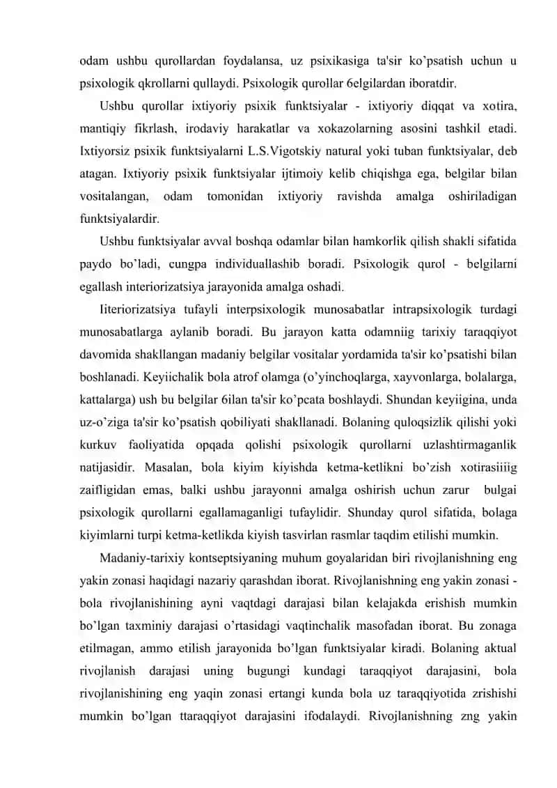 Psixik rivojlanishni tushunishning tarixiy madaniy konsepsiyasi L.S.Vigotskiy va uning maktabi 3