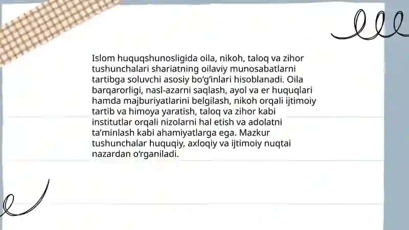 Islom huquqshunosligida oila, nikoh, taloq va zihor tushunchalarining ahamiyati 3