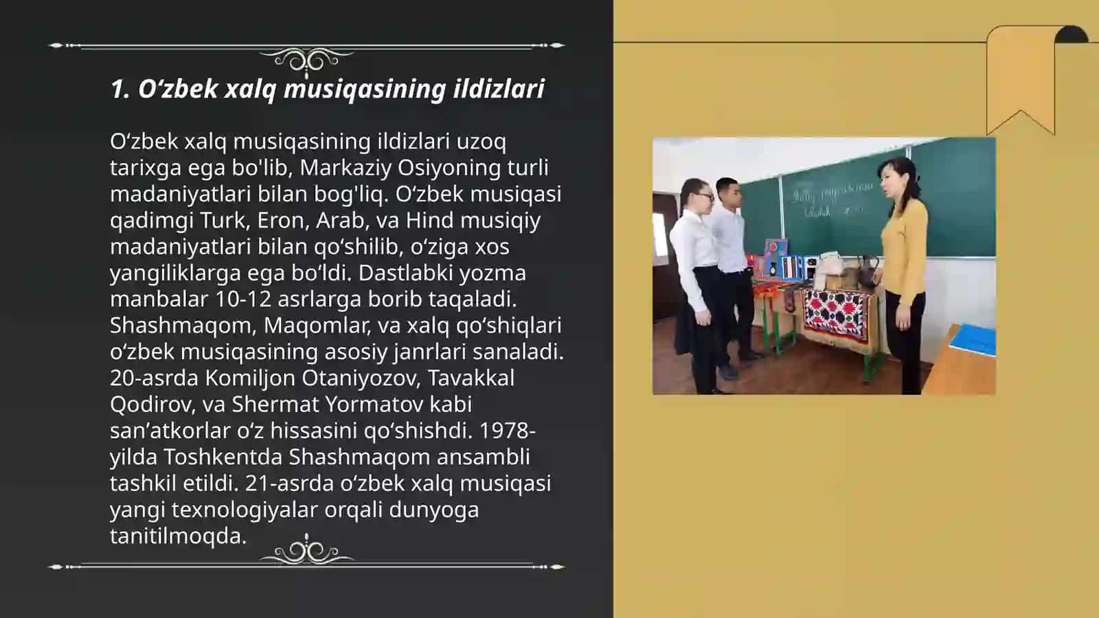 Oʻzbek xalqining musiqa madaniyati rivojlanosh tarixi 3