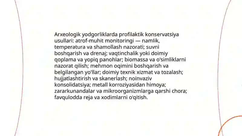 Arxeologik yodgorliklarni konservatsiya qilish va saqlash 3