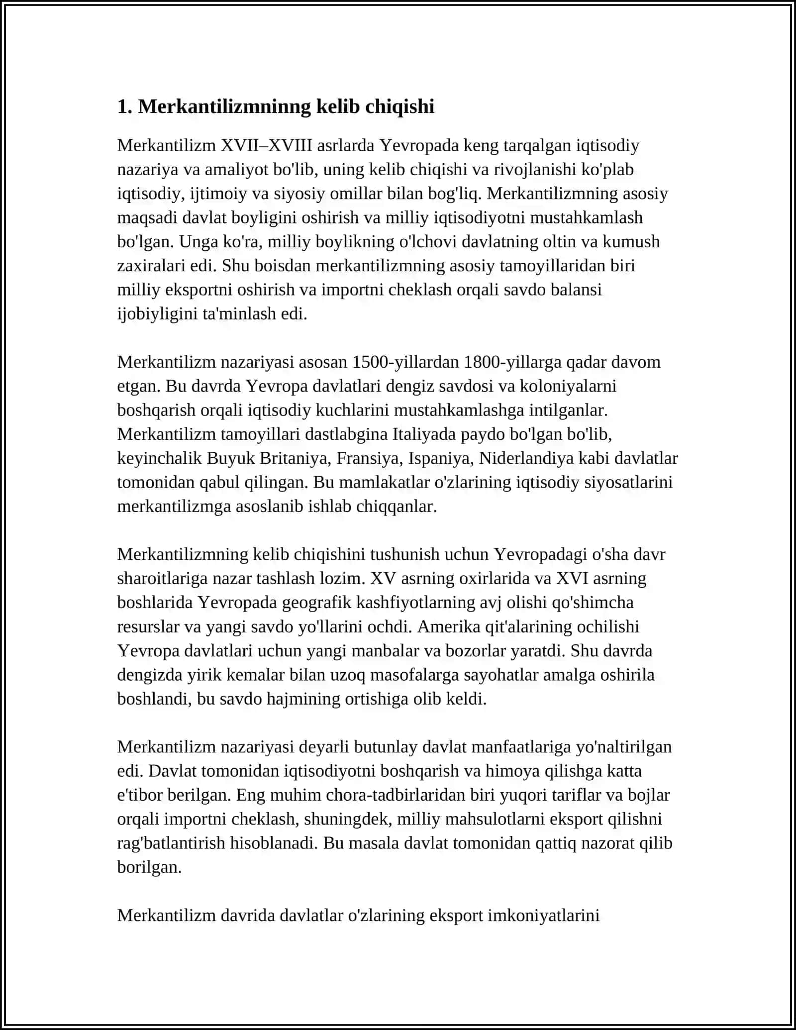 MERKANTILIZM IQTISODIY TA'LIMOTINING O'ZIGA XOS XUSUIYATLARI VA UNING TARIXI 3