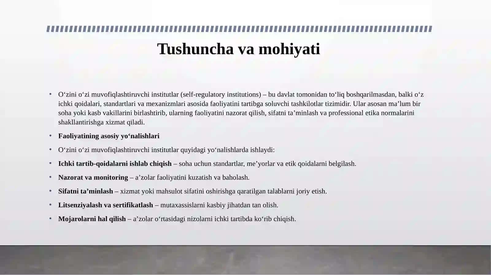 O‘ZINI O‘ZI MUVOFIQLASHTURUVCHI INSTITUTLAR FAOLIYATI 3