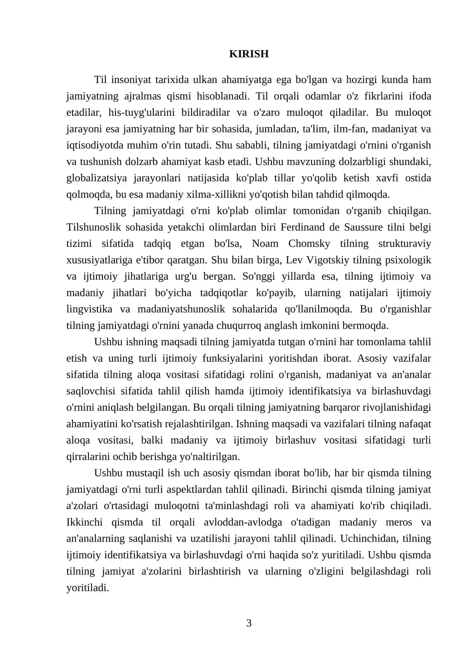 Tilning jamiyatda tutgan oʻrni haqida fikringizni ayting 3