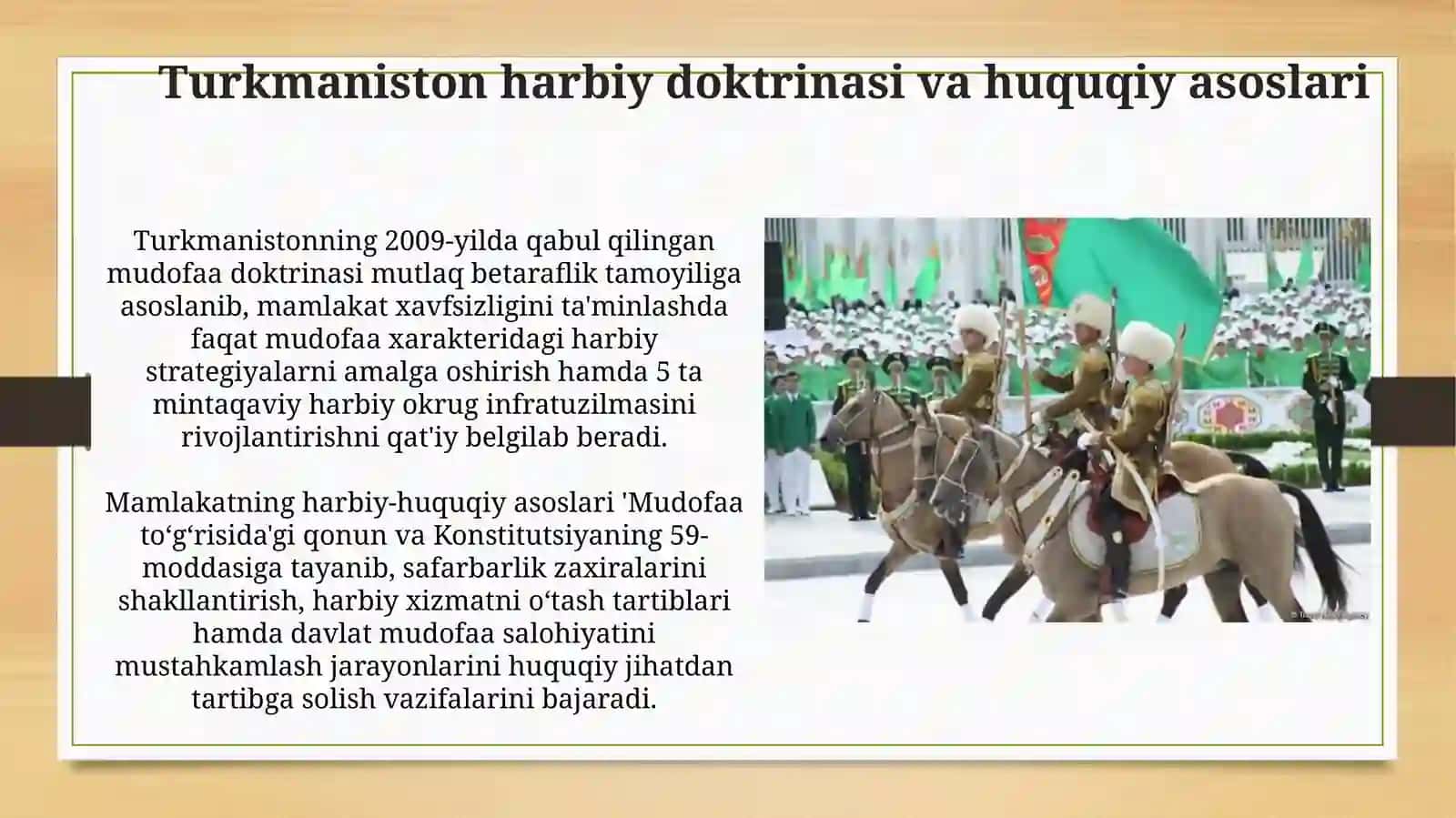Turkmaniston Respublikasining safarbarlik rezervlari. Qurolli kuchlariningbutlashtizimi 3
