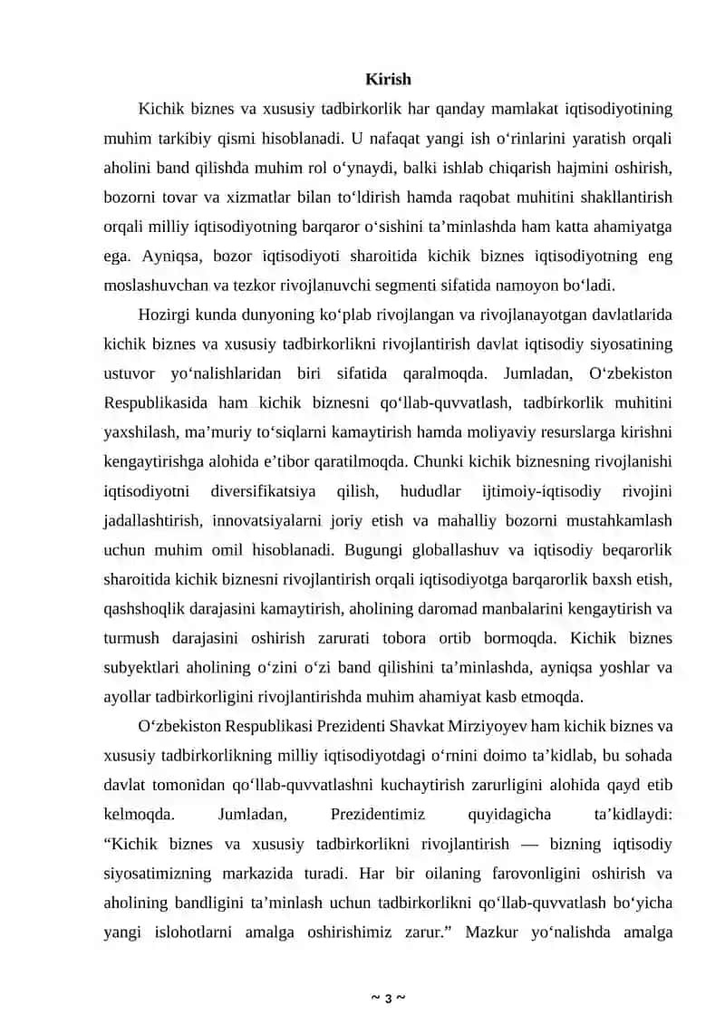 Kichik biznes va xususiy tadbirkorlikning rivojlanishini davlat tomonidan qo'llab-quvvatlash siyosatining yo'nalishlari 3