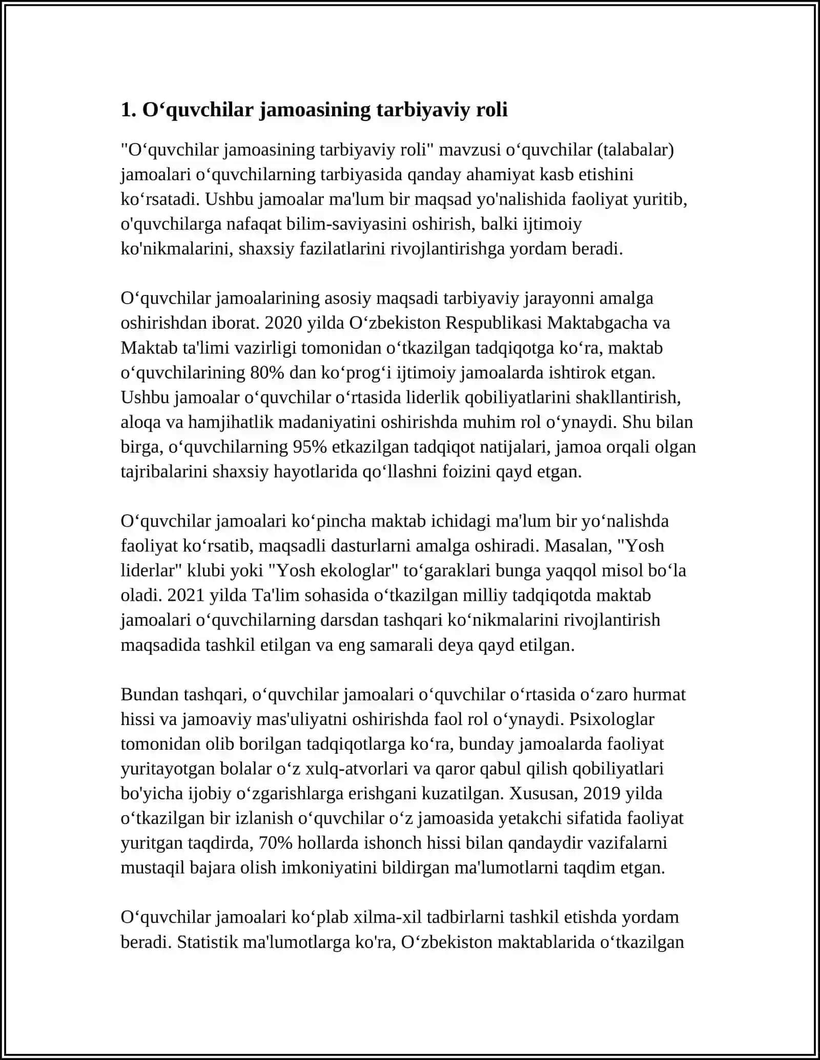 OʻQUVCHILAR JAMOASI-YAXLIT PEDAGOGIK JARAYONNING ASOSIY SHAKLI 3