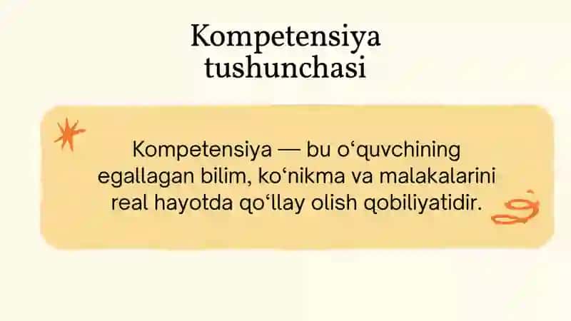 Mavzu: Texnologiya fanidan mashgʻulotlarni tashkil qilishning zamonaviy kompetensiyalari 3