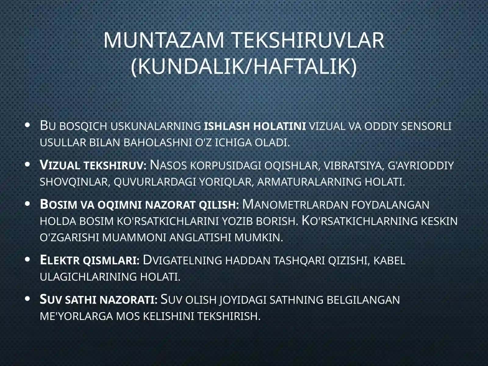 Suvchiqarish qurulmalari gat texnik xizmat korsatish rejasi 3