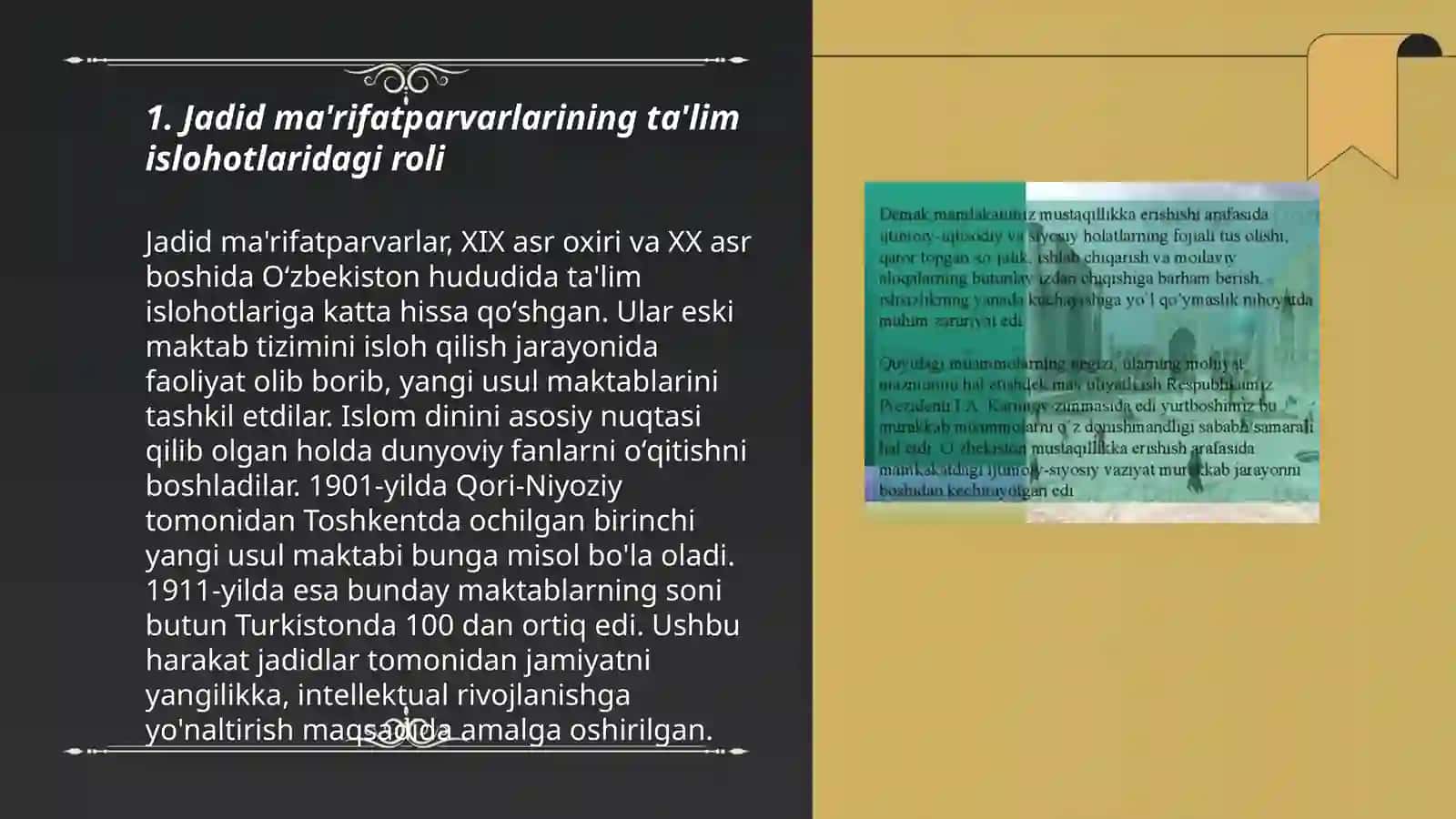 Jadid ma'rifatpavarlarining oʻlka ijtimoiy-ma'naviy hayotida tutgan oʻrni 3