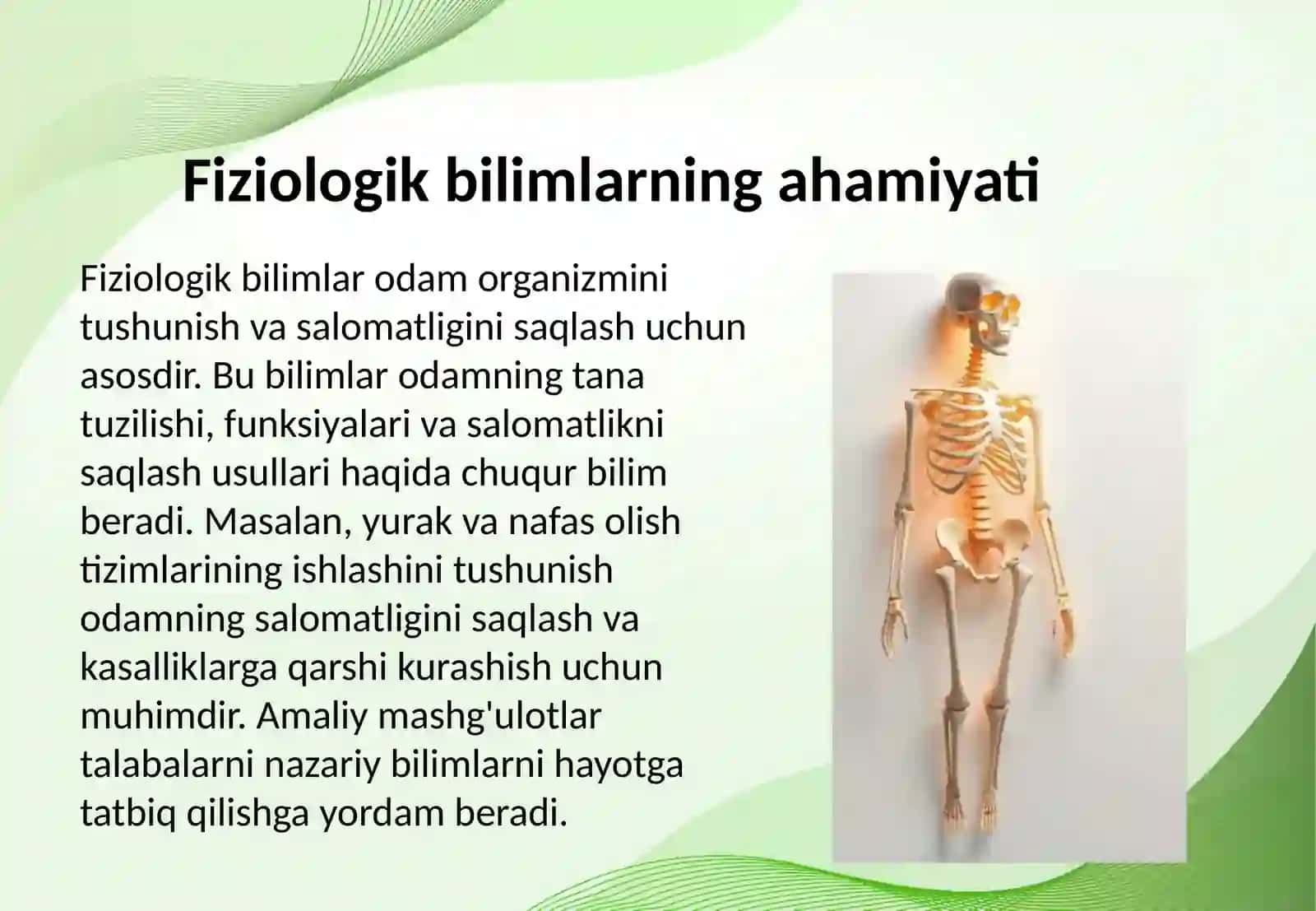 Odam va uning salomatligi o quy fanidan fiziologik mazmundagi amaliy mashg'ulotlarini tashkil etish metodikasi . Odam va uning salomatligi o'quv fanidan fanlararo integratsiyaga asoslangan amaliy mashg'ulotlarini tashkil etish metodikasi 3
