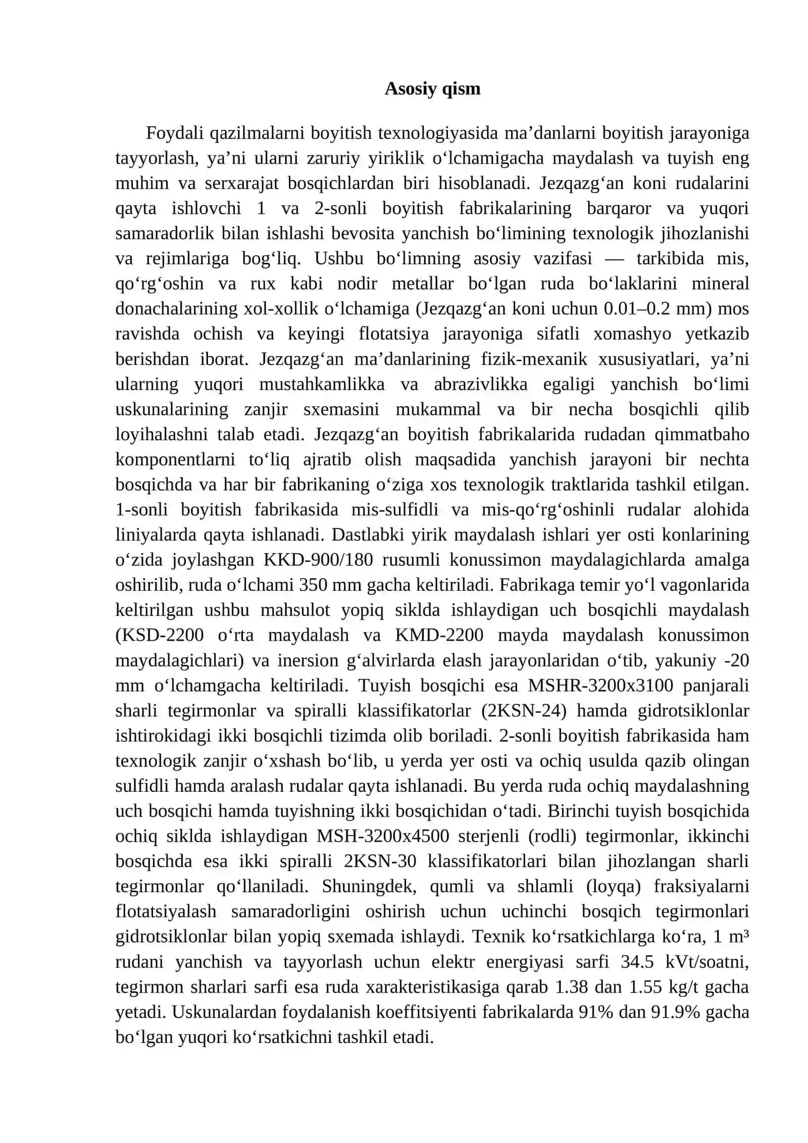 Djekazgan koni rudalarni boyitishda yanchish bo`limi xaqida ma’lumot 3