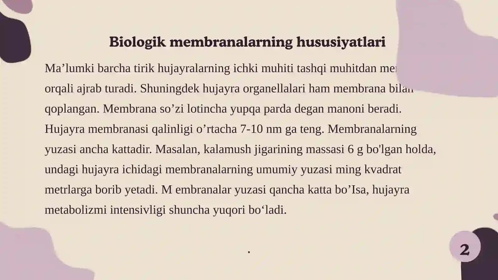 Biologik membranalarning tuzilishi 3