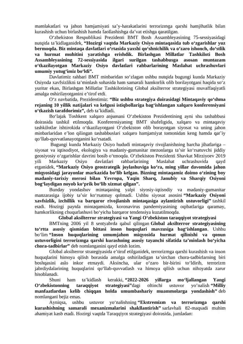 DUNYO HAMJAMIYATINING EKSTREMIZM VA TERRORIZMGA QARSHI KURASH TAJRIBASI 3