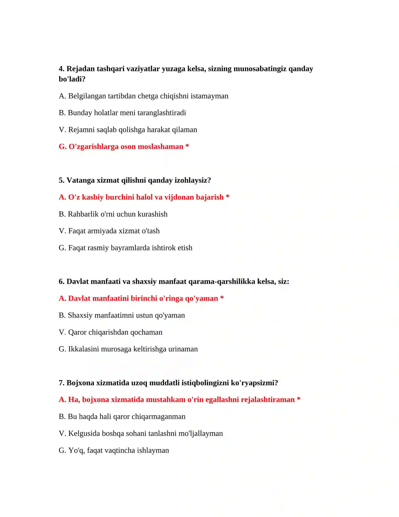 Bojxona ishiga kirish uchun 1000 ta test 3
