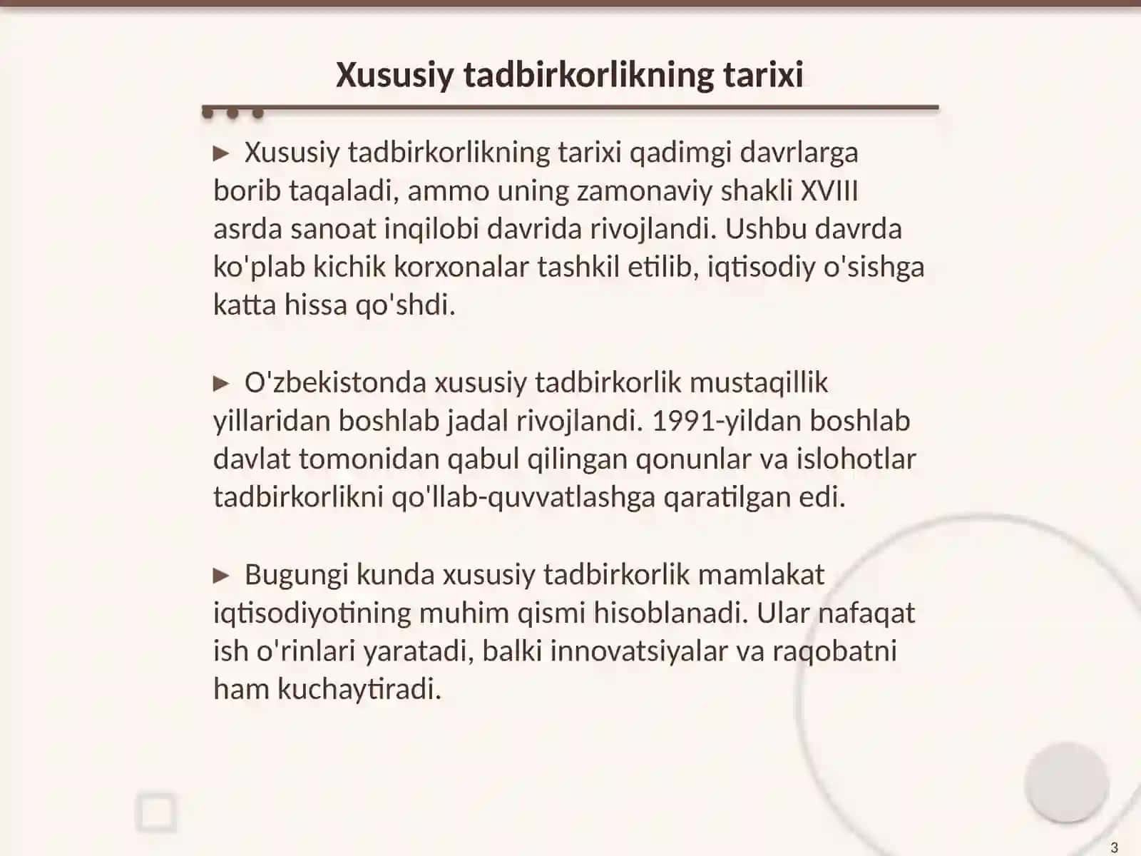Xususiy tadbirkorlikning aholini ish bilan ta’minlashdagi o`rni Gʻayriddinovv 3
