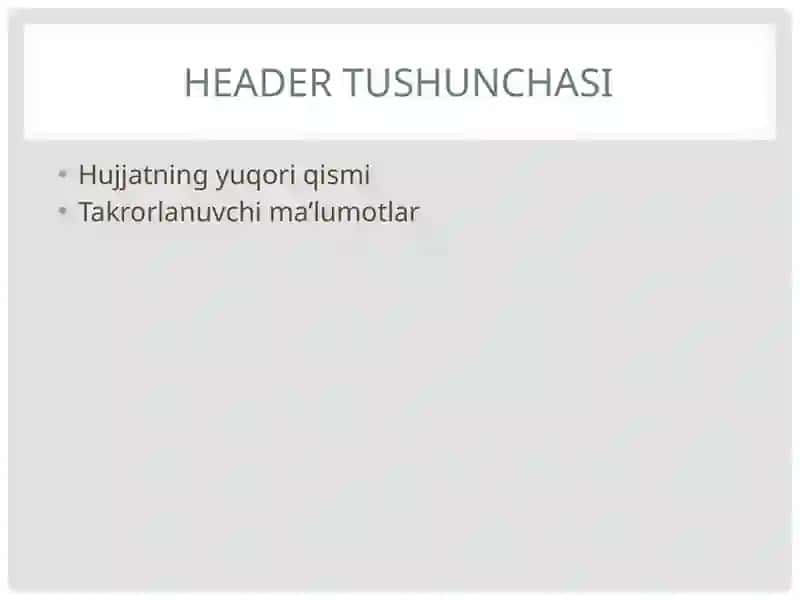 Header va Footer maydonlarini yaratish 3