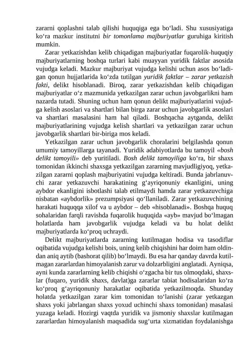 Zarar yetkazishdan kelib chiqadigan majburiyatlar 3