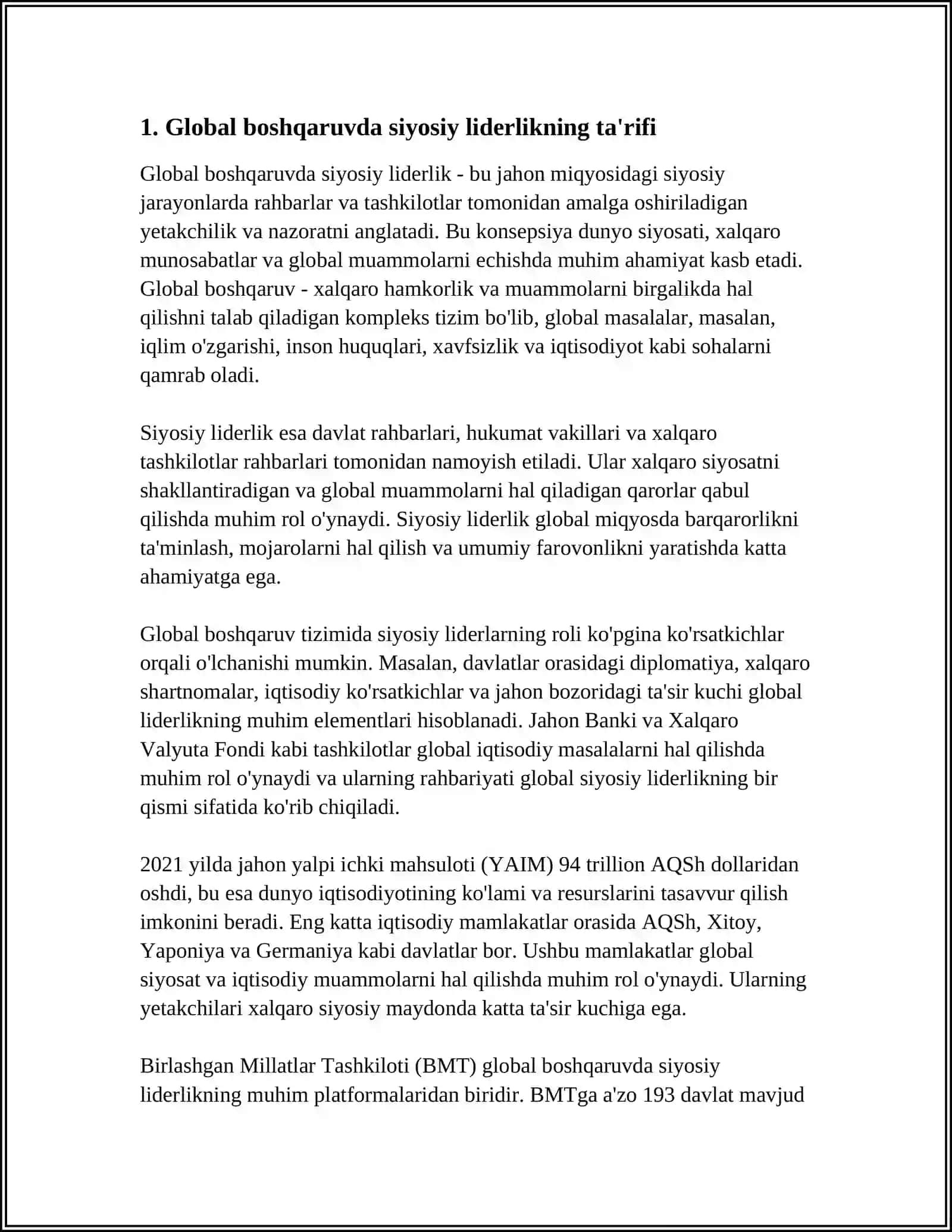GLOBAL BOSHQARUVDA SIYOSIY LIDERLIKNING O‘RNI 3