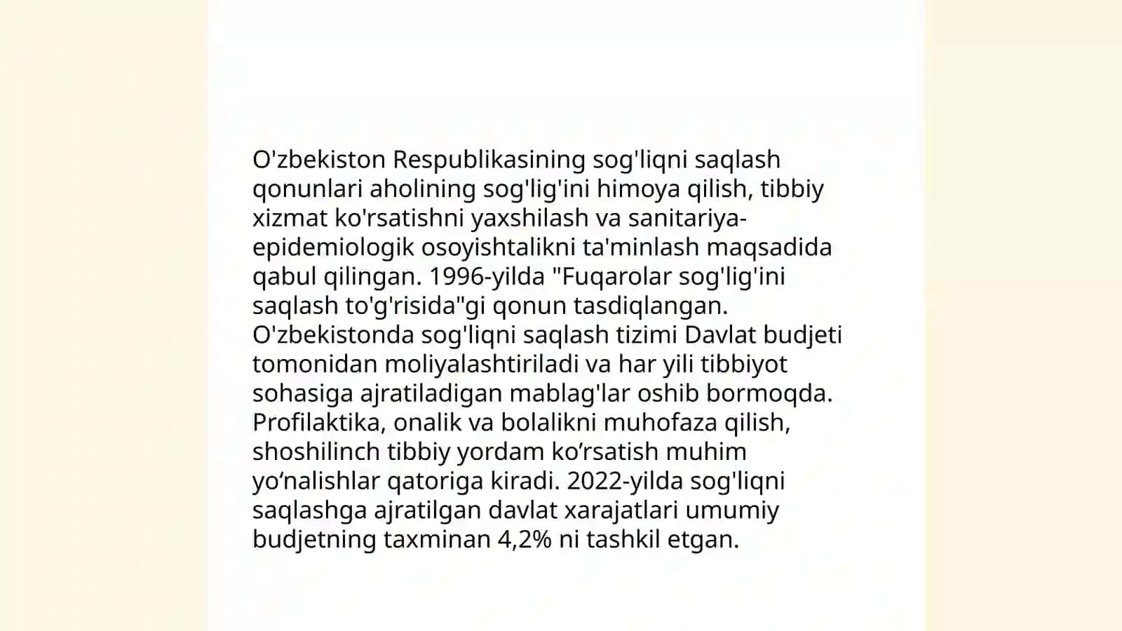 Ózbekiston Respublikasida birlamchi zvenolarda laborator xizmatni tashkil etish qonuniy asoslari va talablari 3