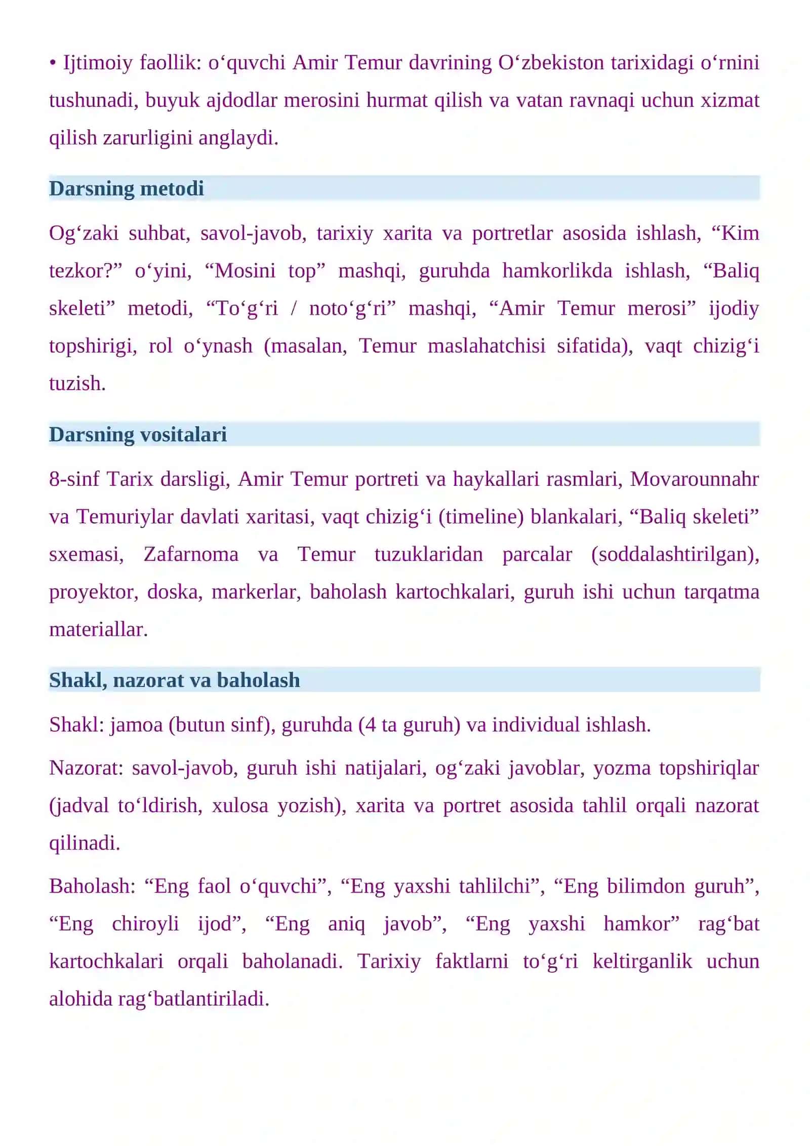 Dars Ishlanmasi - Amir Temur Movarounnahr hukmdori 3