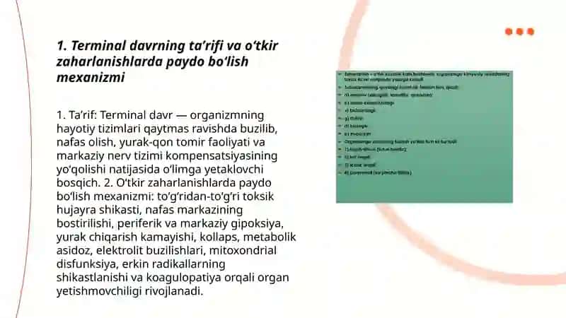 Terminal davr va oʻtkir zaharlanishlar 3