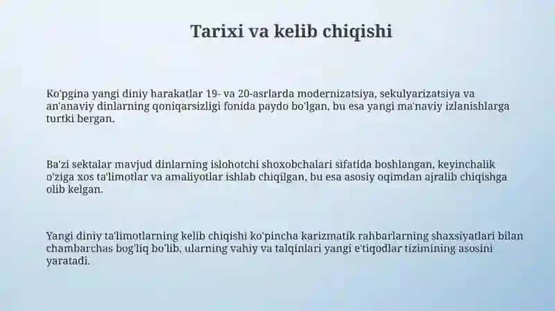 Yangi diniy ta'limotlar va sektalar 3
