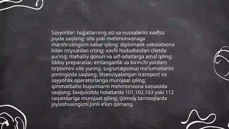 Sayyohlar uchun xavfsizlik 3